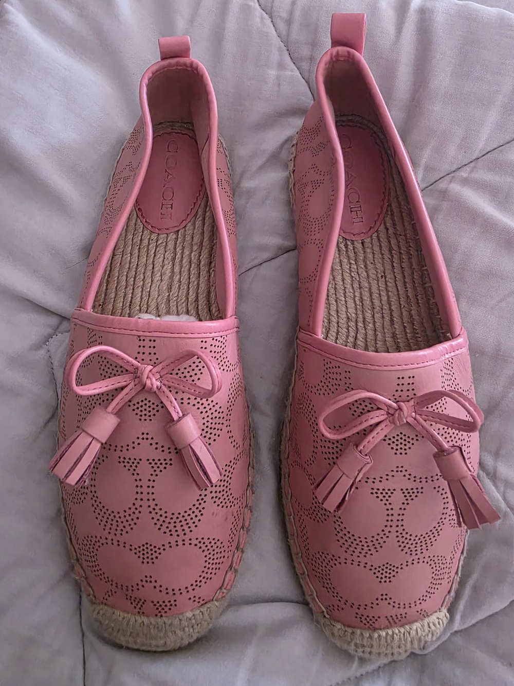 Coach Pink Carson Leather  Espadrille Flats